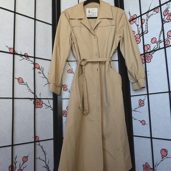 London Fog Tan Trench Coat Size 10 Petite - Picture 1 of 16